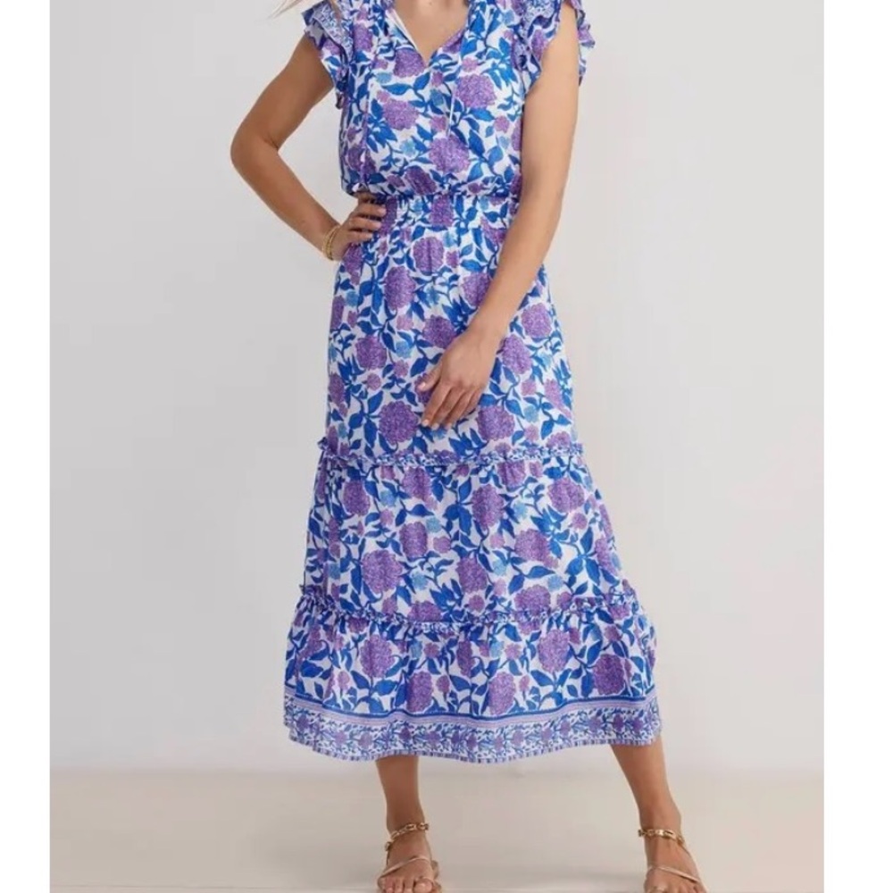 Vineyard Vines Hydrangea Blue Pink Midi   Dress Size Small S NWT New floral